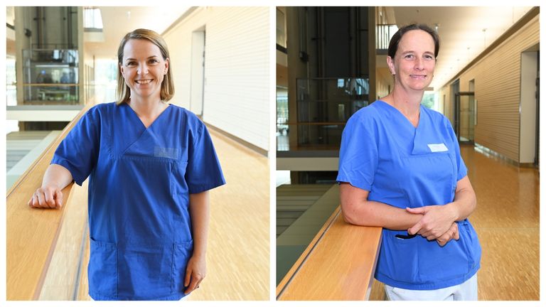 Stephanie Meißler (links) und Dr. Berenike Jehle verstärken seit September als Oberärztinnen das Team der Klinik für Anästhesie, Intensiv-, Notfall- und Schmerzmedizin am EK.